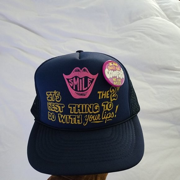Comedy Hat (Great Condition) (Navy Blue, with pink pin) (One Size) - Picture 1 of 2